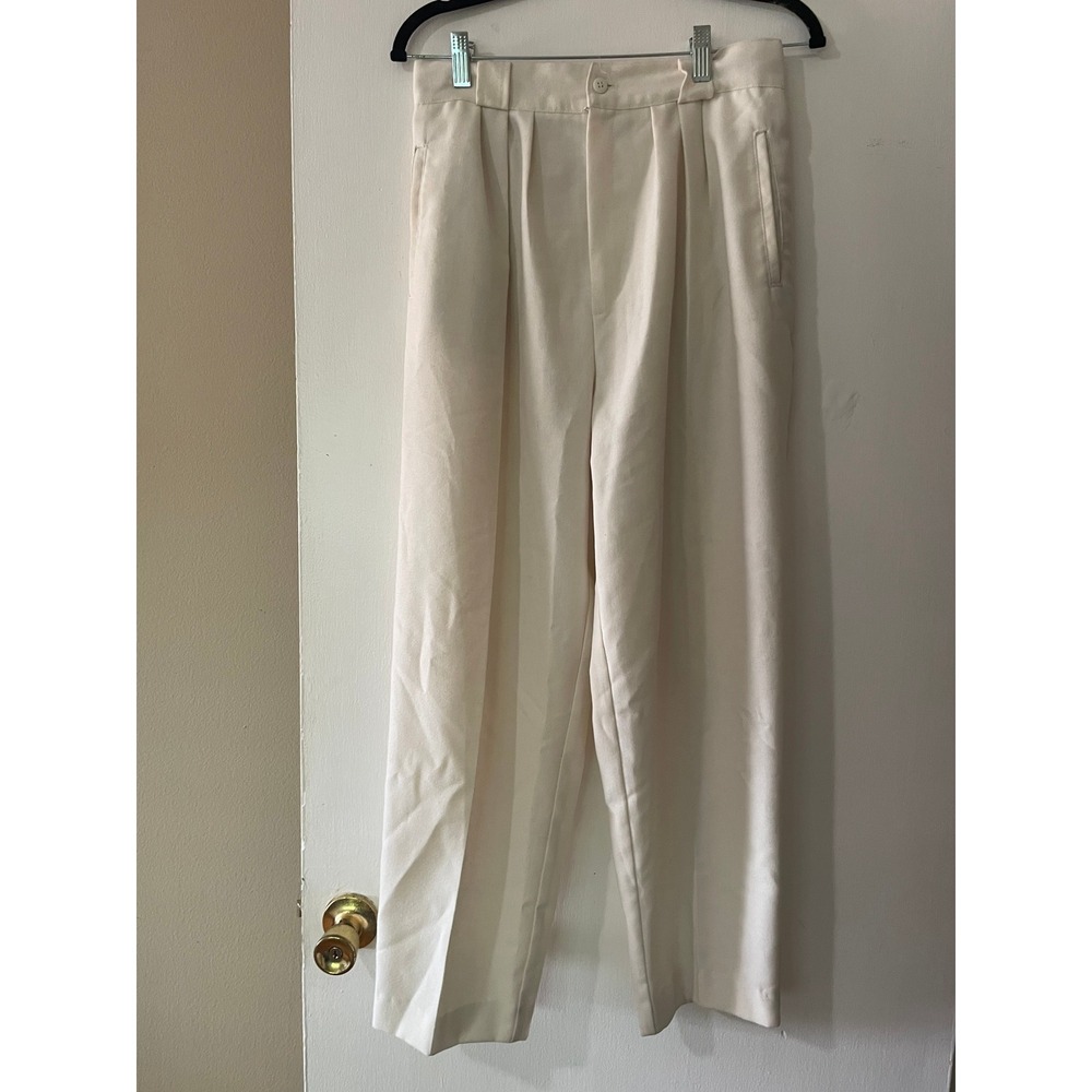 Words‎ Vintage High Waisted Pleated Trousers Cream Off White Made in USA Size 12